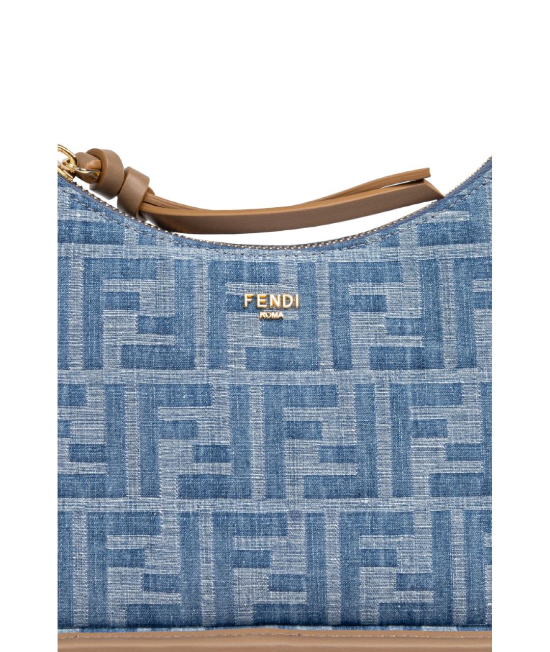 FENDI Голубая деним сумка через плечо, фото 4