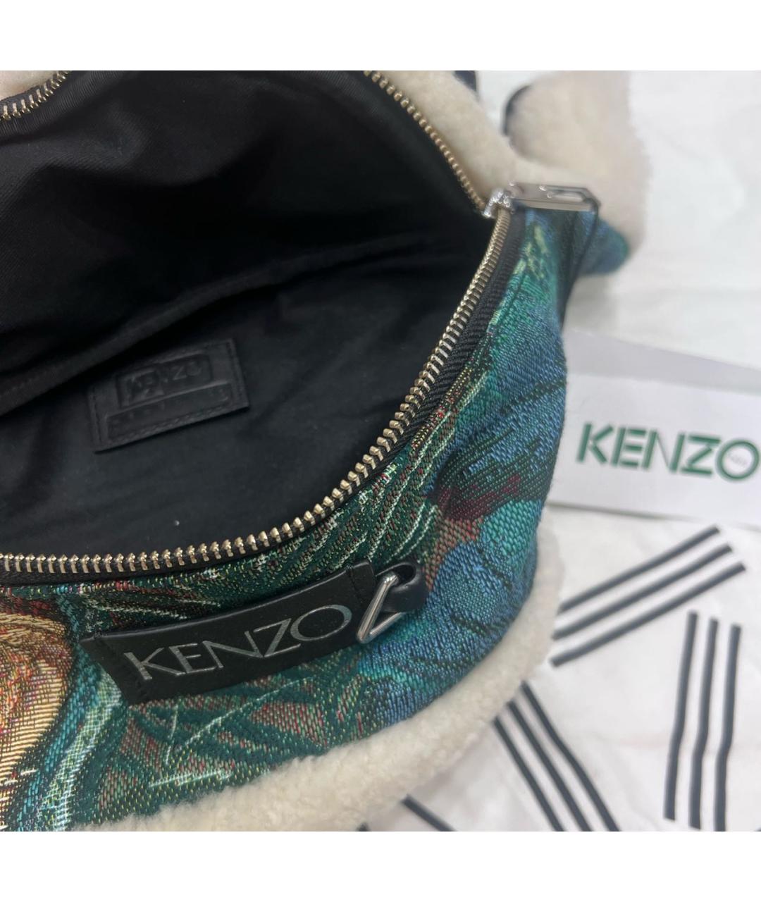 KENZO Зеленая жаккардовая поясная сумка, фото 4