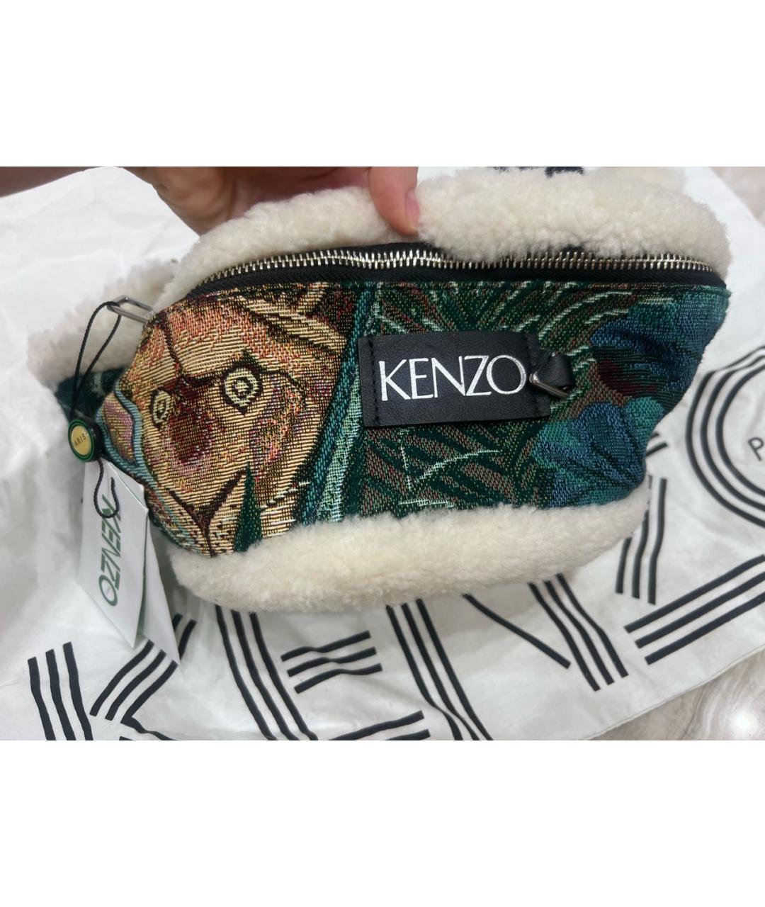 KENZO Зеленая жаккардовая поясная сумка, фото 5