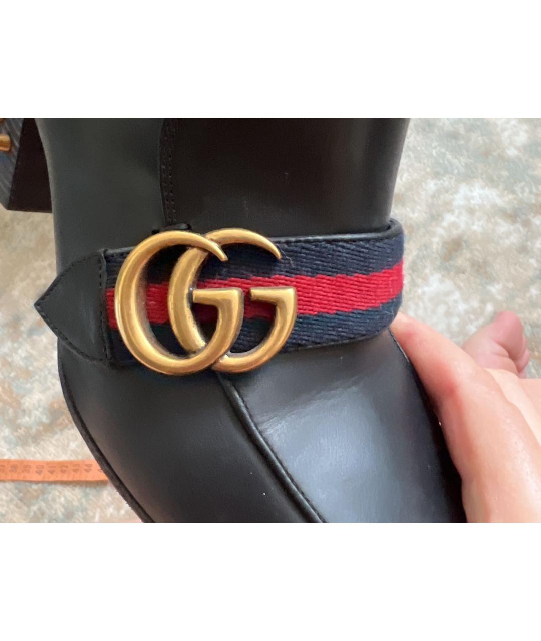 GUCCI Черные кожаные полусапоги, фото 6