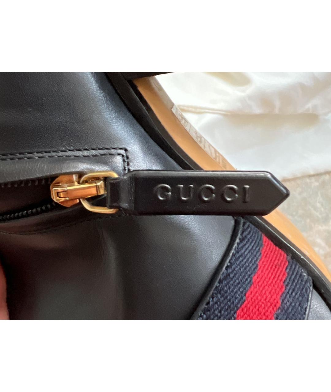 GUCCI Черные кожаные полусапоги, фото 8