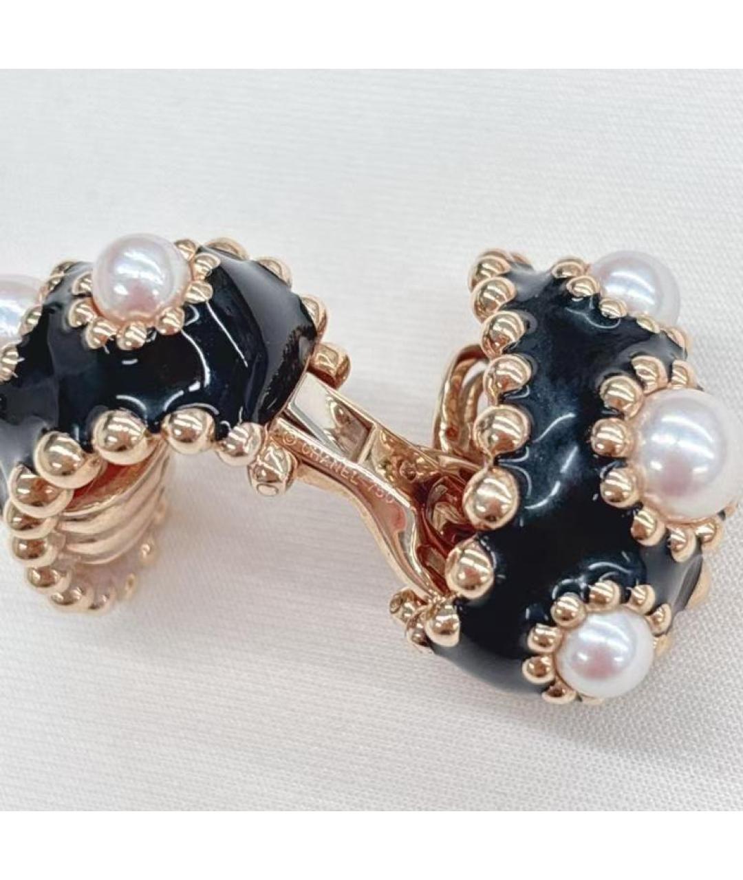 CHANEL Черные латунные серьги, фото 5