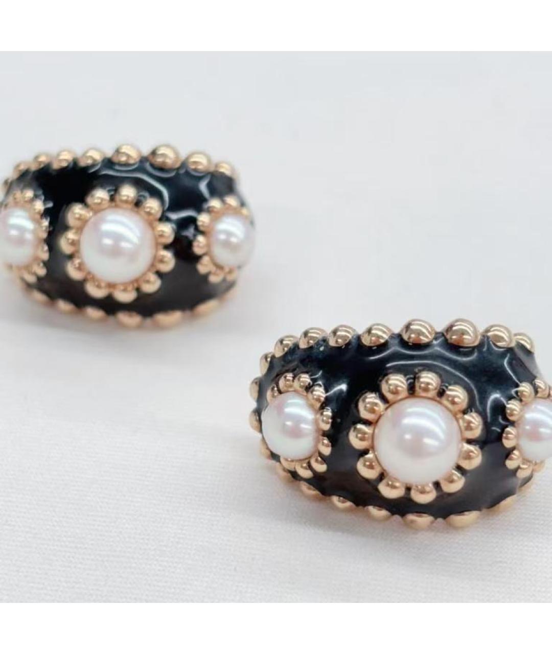 CHANEL Черные латунные серьги, фото 2