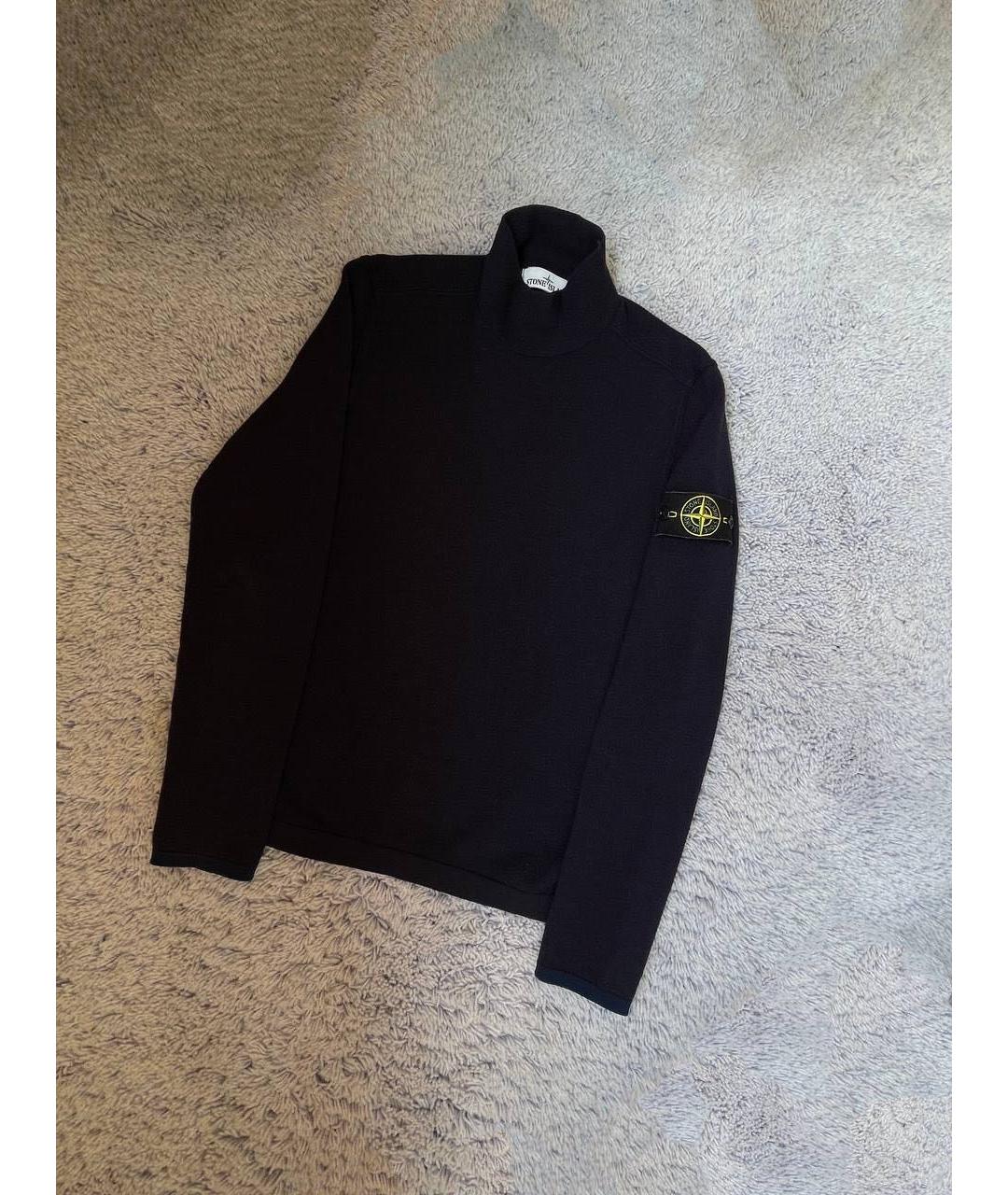 STONE ISLAND Темно-синяя шерстяная водолазка, фото 6