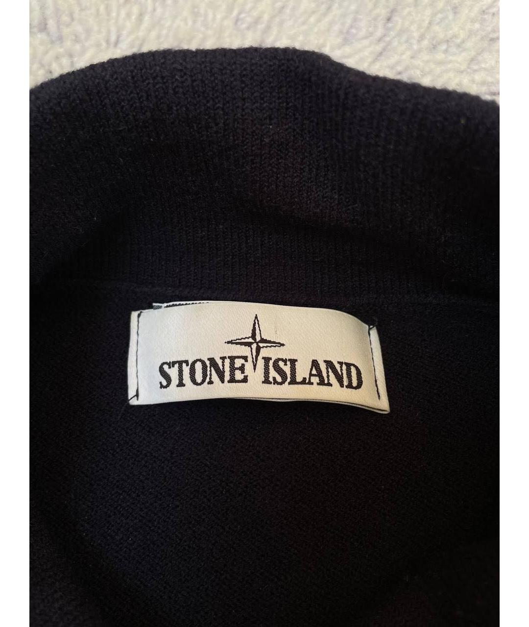 STONE ISLAND Темно-синяя шерстяная водолазка, фото 2