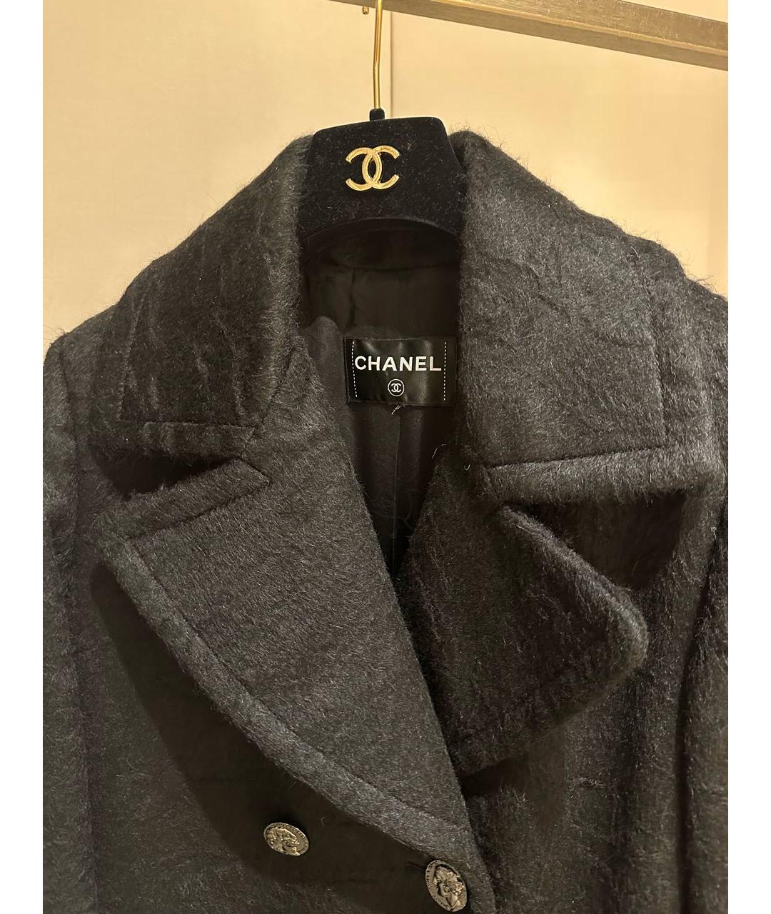 CHANEL Черное шерстяное пальто, фото 4