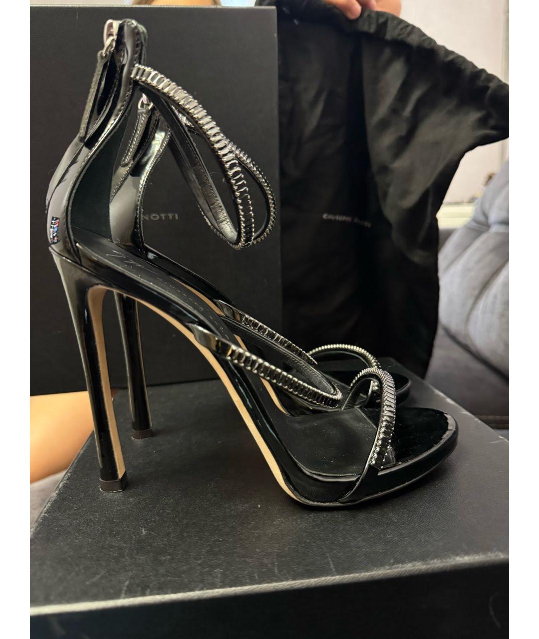 GIUSEPPE ZANOTTI DESIGN Черные кожаные босоножки, фото 8