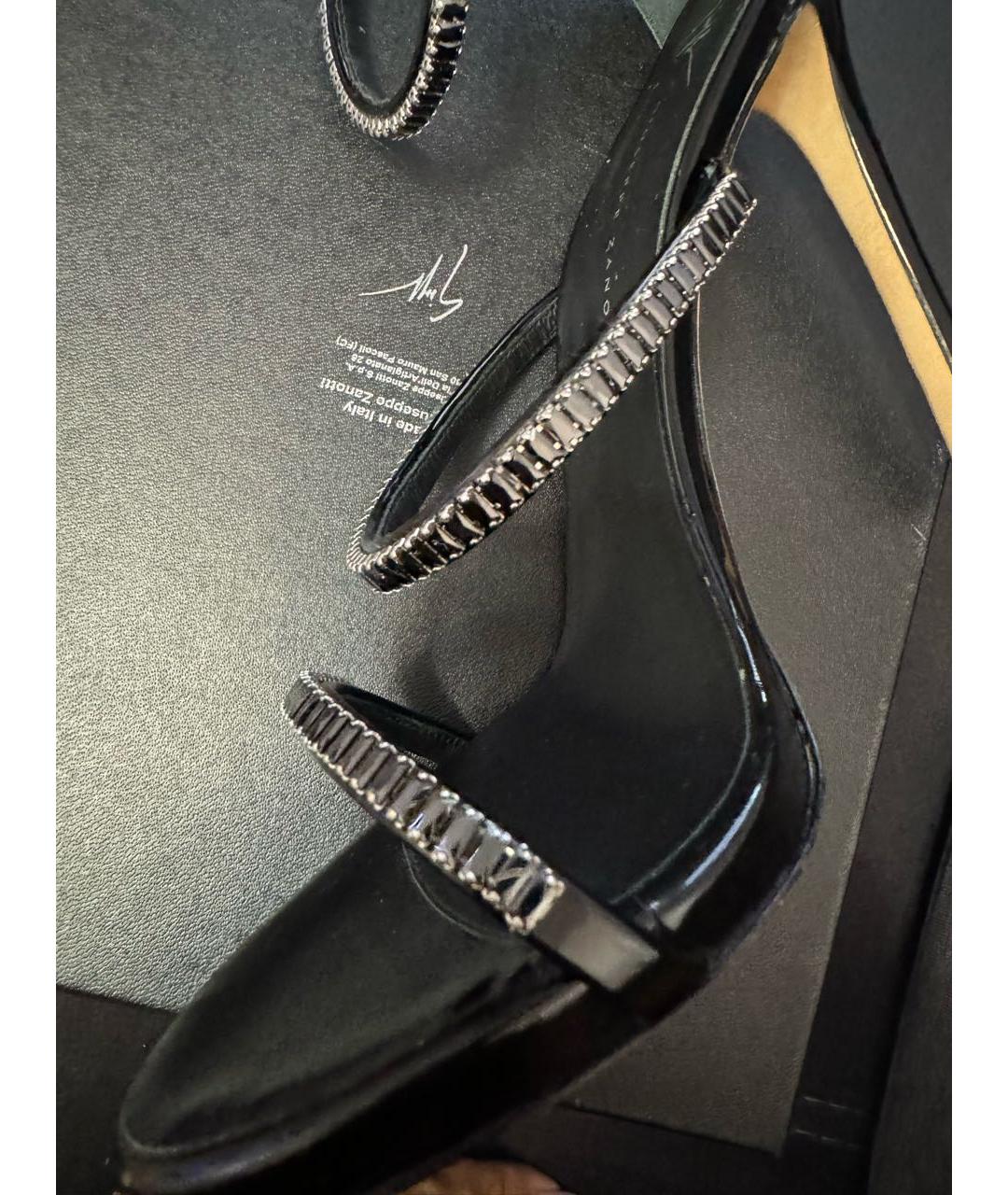 GIUSEPPE ZANOTTI DESIGN Черные кожаные босоножки, фото 6