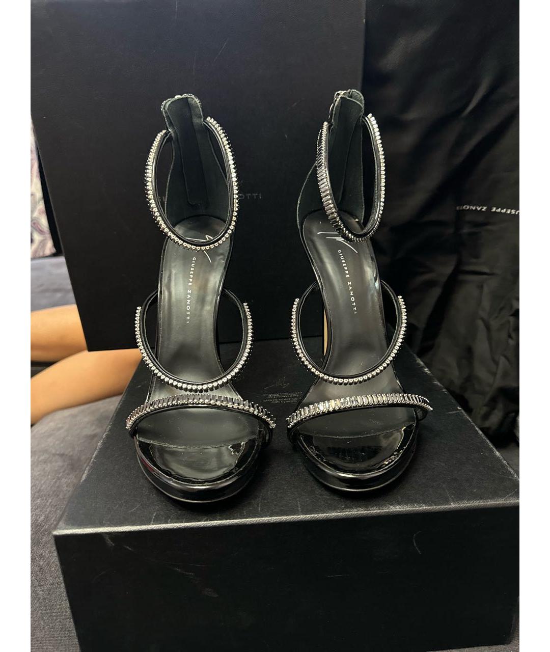 GIUSEPPE ZANOTTI DESIGN Черные кожаные босоножки, фото 2