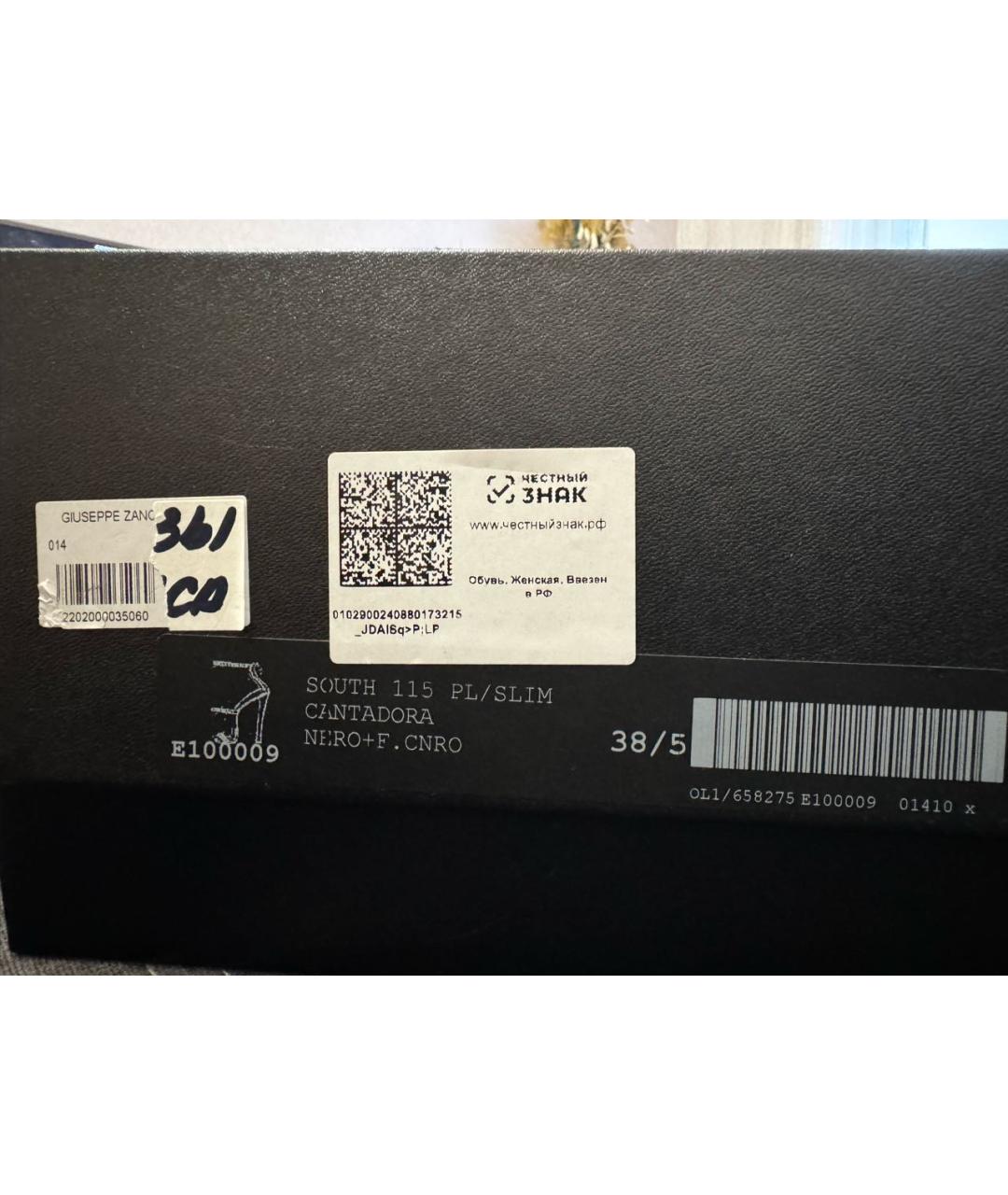 GIUSEPPE ZANOTTI DESIGN Черные кожаные босоножки, фото 7