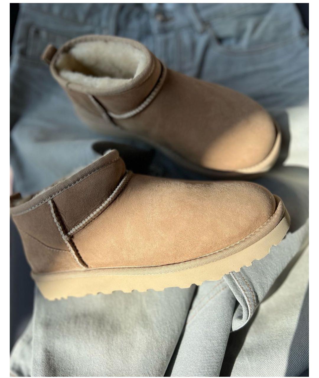 UGG AUSTRALIA Бежевые замшевые сапоги, фото 3