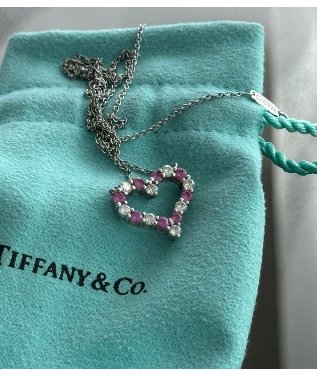 TIFFANY&CO Розовая подвеска из белого золота, фото 2