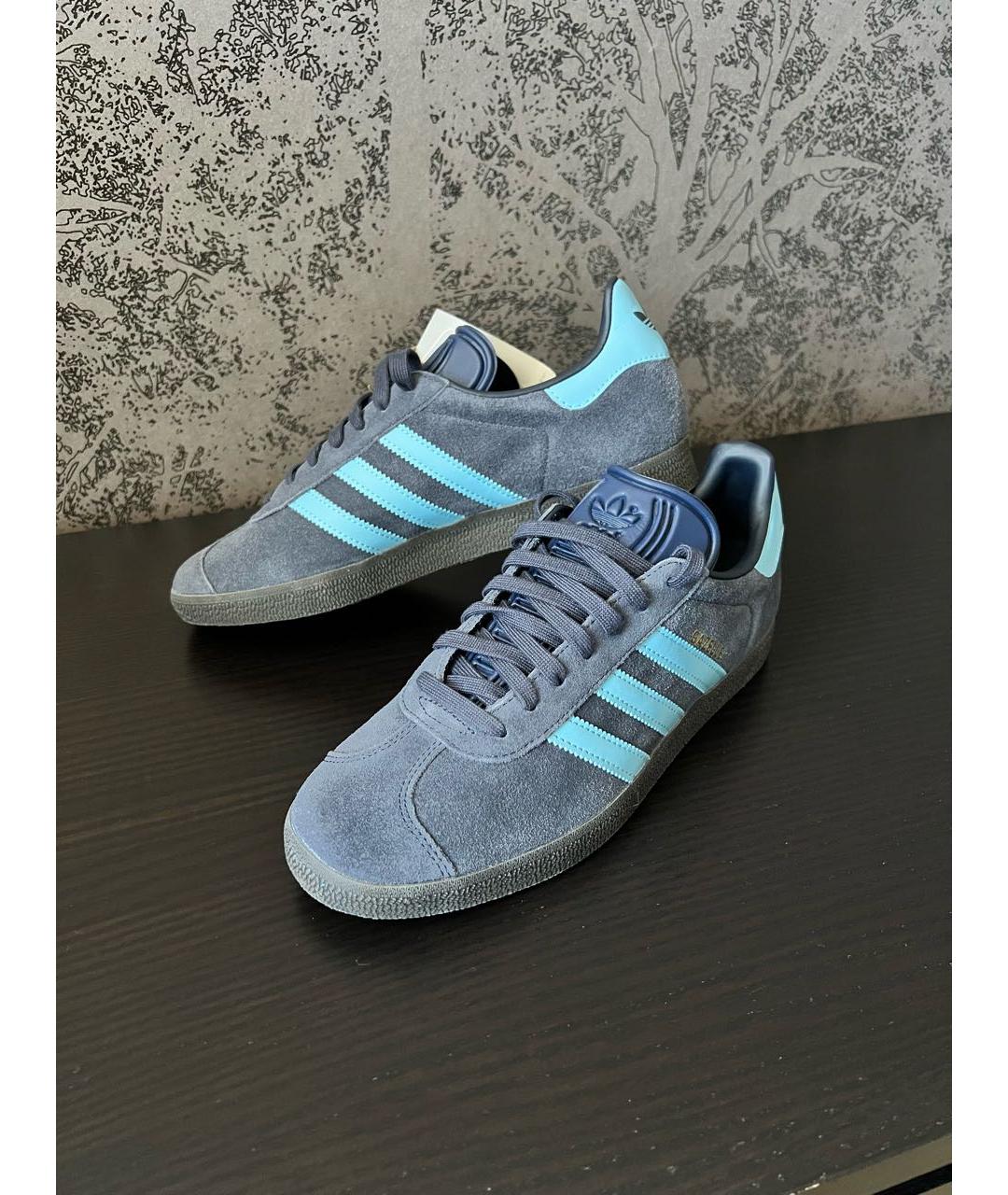 ADIDAS Голубые замшевые низкие кроссовки / кеды, фото 4