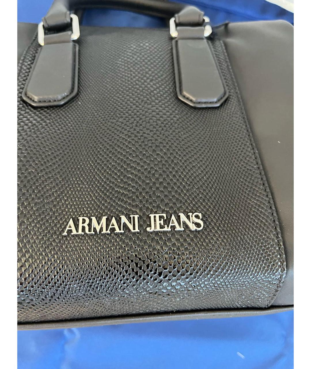 ARMANI JEANS Черная сумка с короткими ручками из искусственной кожи, фото 6