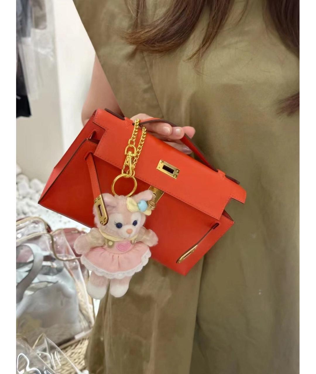 HERMES Оранжевая кожаная сумка с короткими ручками, фото 7