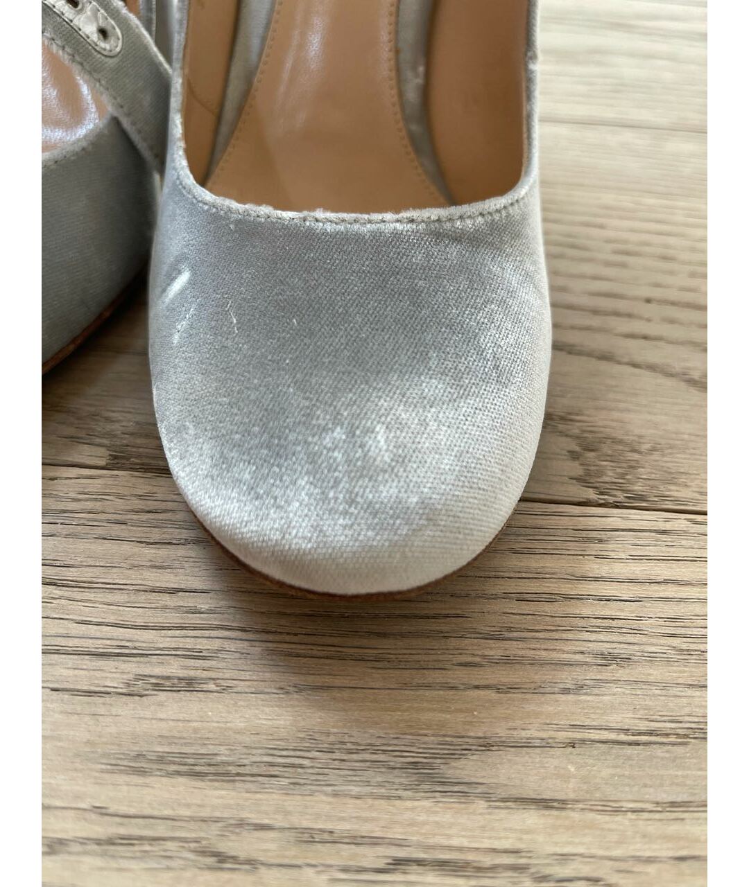 GIANVITO ROSSI Серебряные бархатные туфли, фото 6
