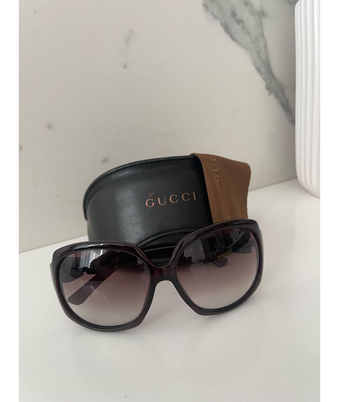 GUCCI Коричневые пластиковые солнцезащитные очки, фото 4