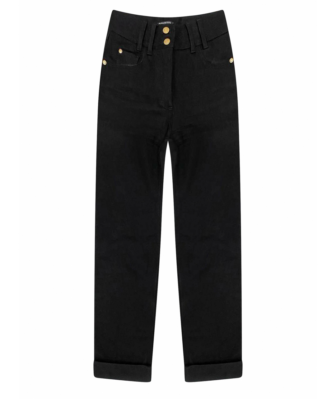 BALMAIN Черные хлопко-эластановые прямые джинсы, фото 1