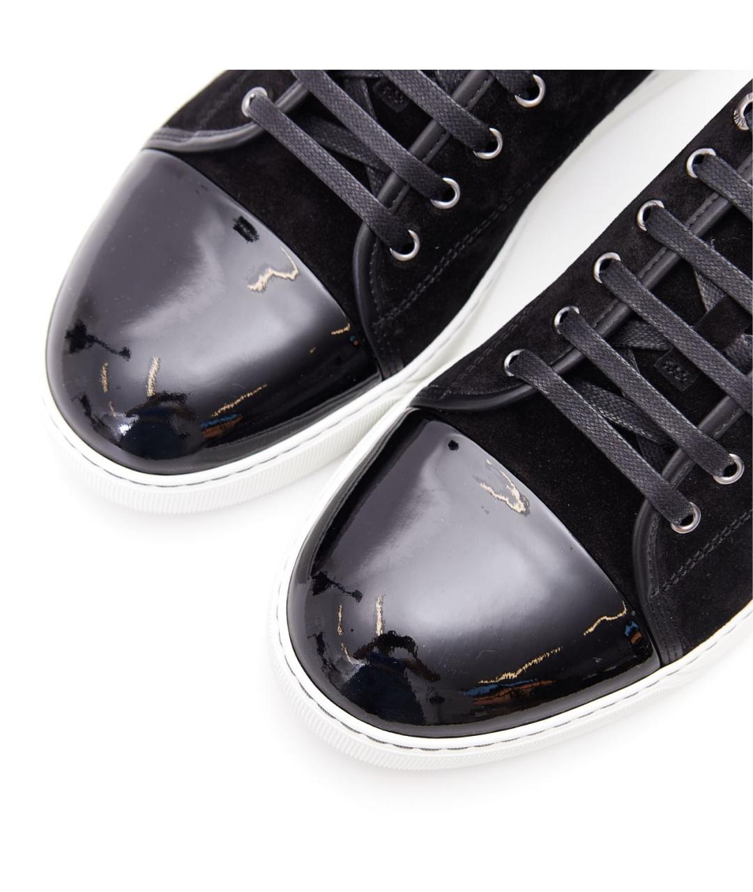 LANVIN Черные замшевые низкие кроссовки / кеды, фото 7