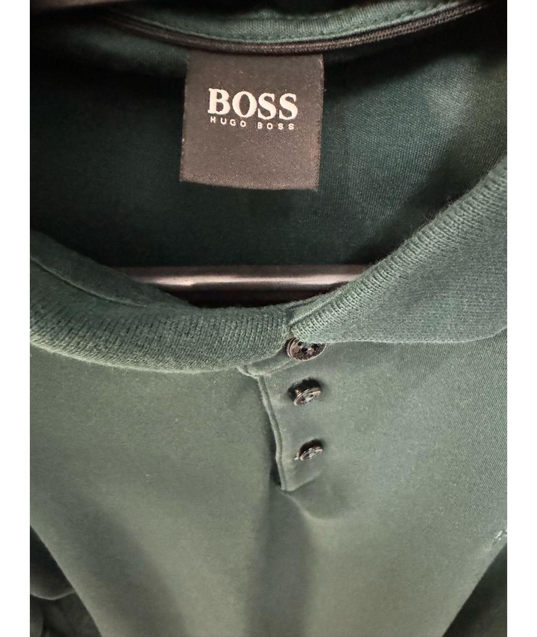 HUGO BOSS Зеленые хлопковое поло с длинным рукавом, фото 3