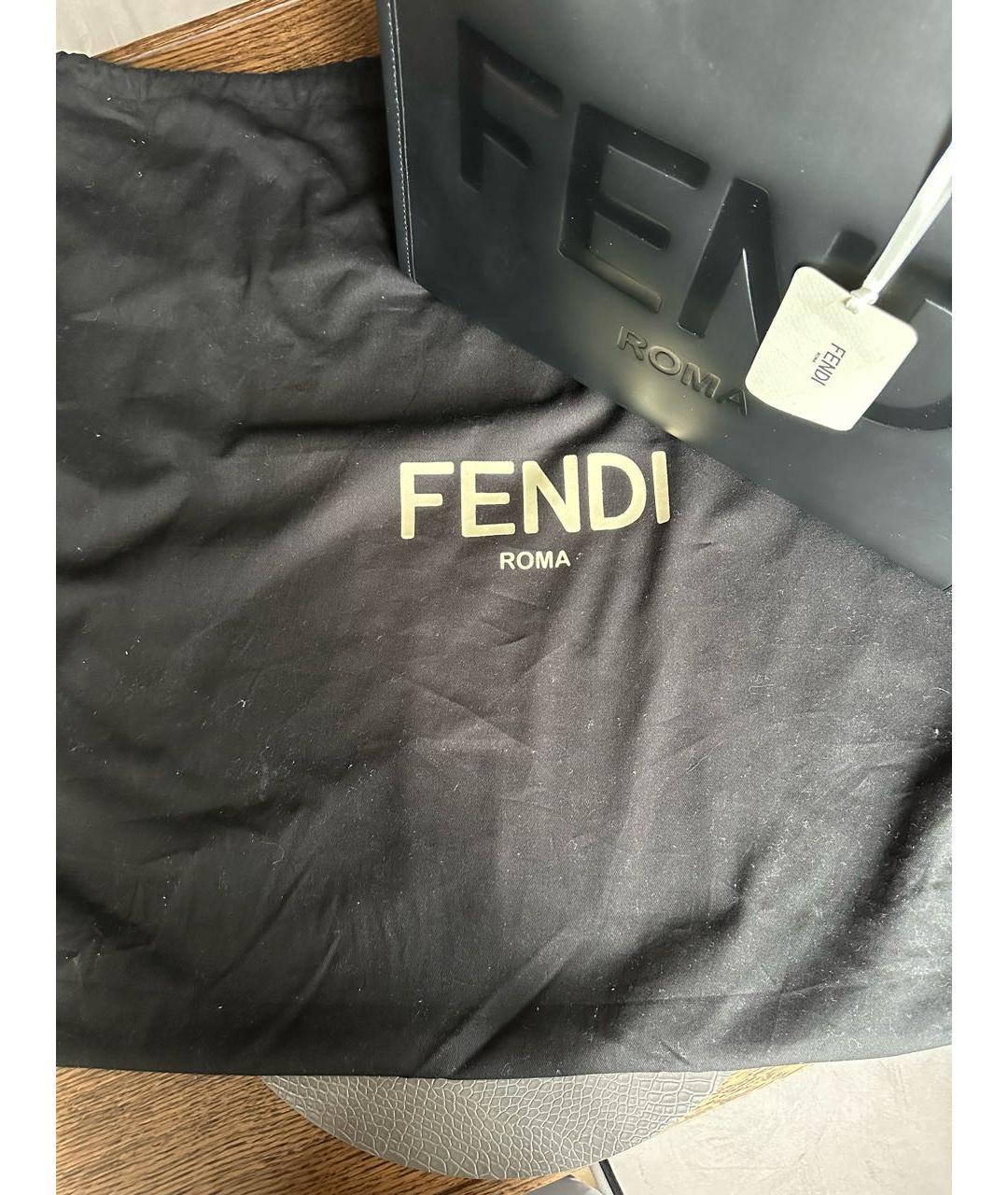 FENDI Черная кожаная сумка тоут, фото 6