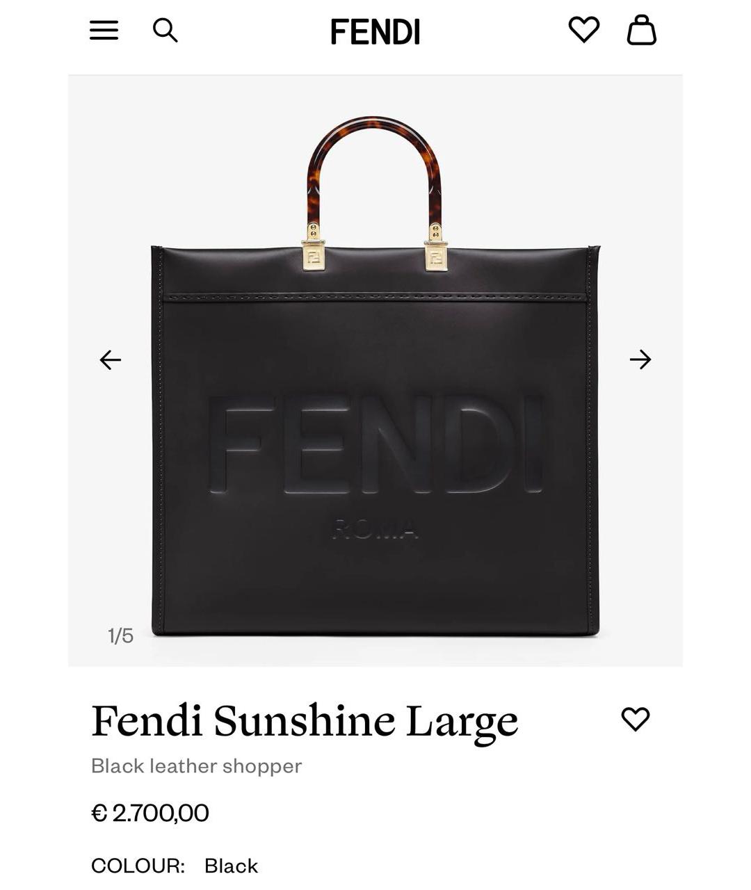 FENDI Черная кожаная сумка тоут, фото 9