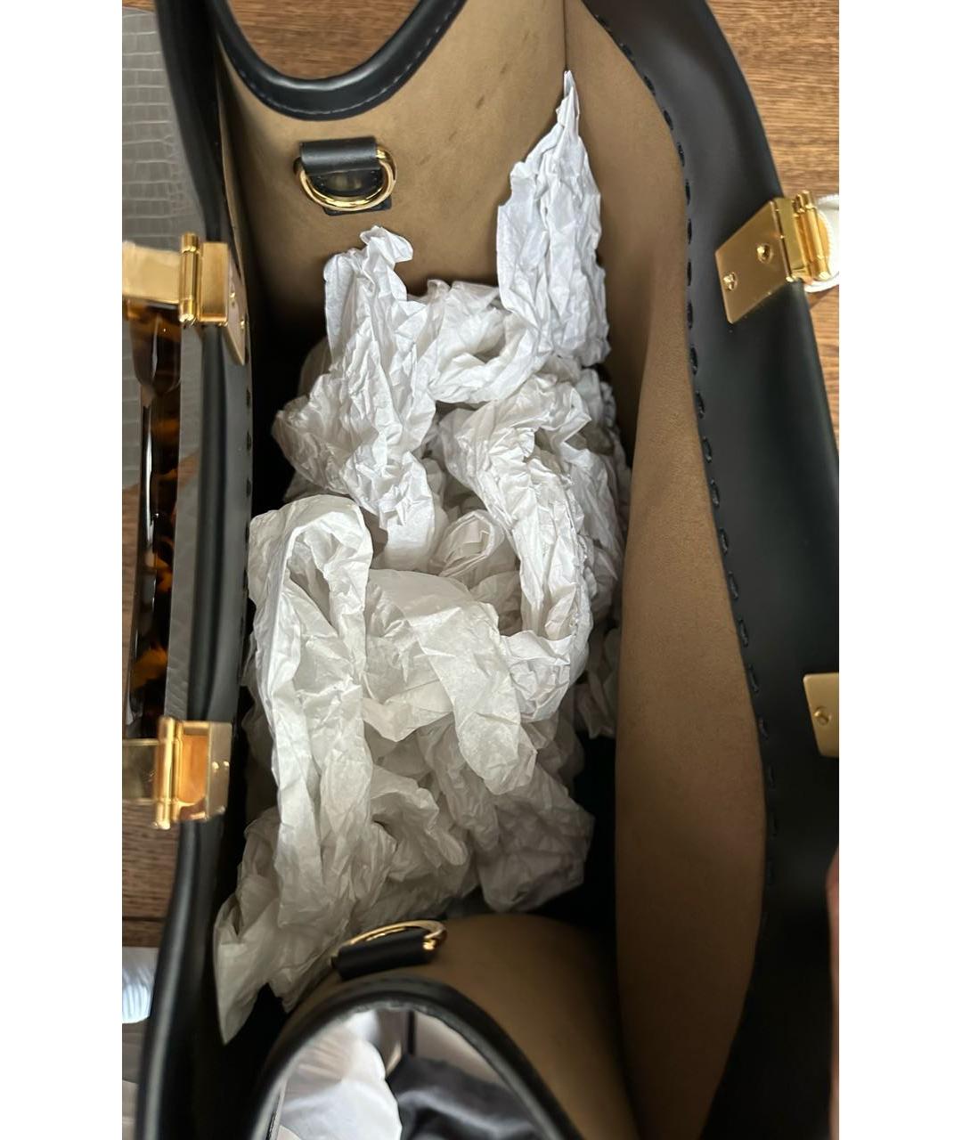 FENDI Черная кожаная сумка тоут, фото 5