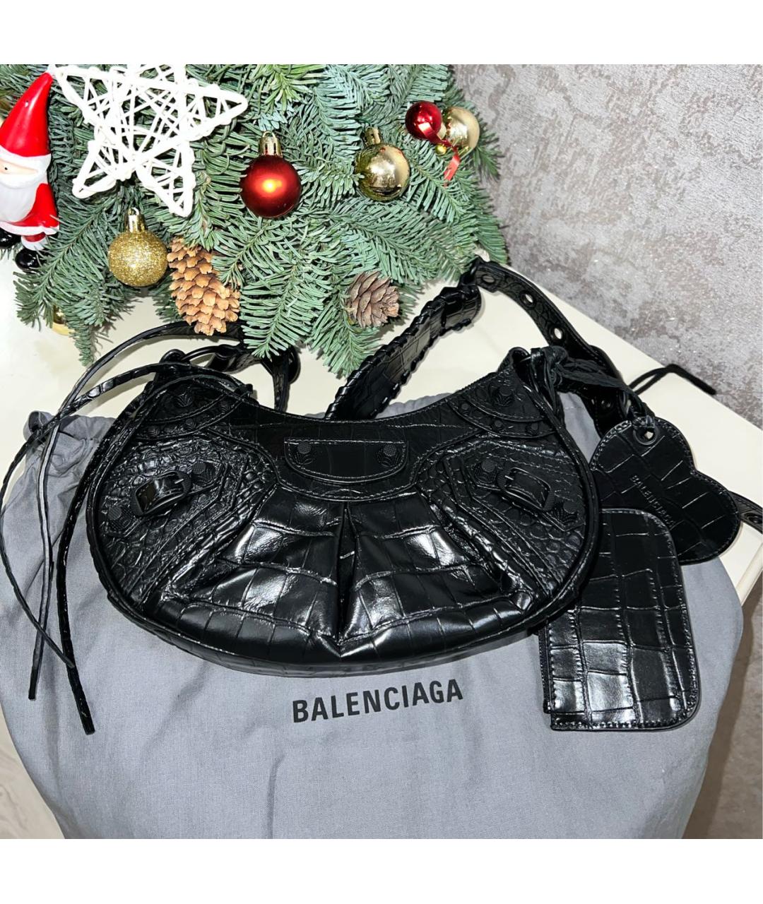 BALENCIAGA Черная кожаная сумка на плечо, фото 3