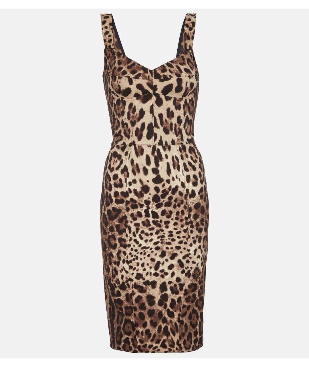 DOLCE&GABBANA Коричневое шелковое коктейльное платье, фото 8