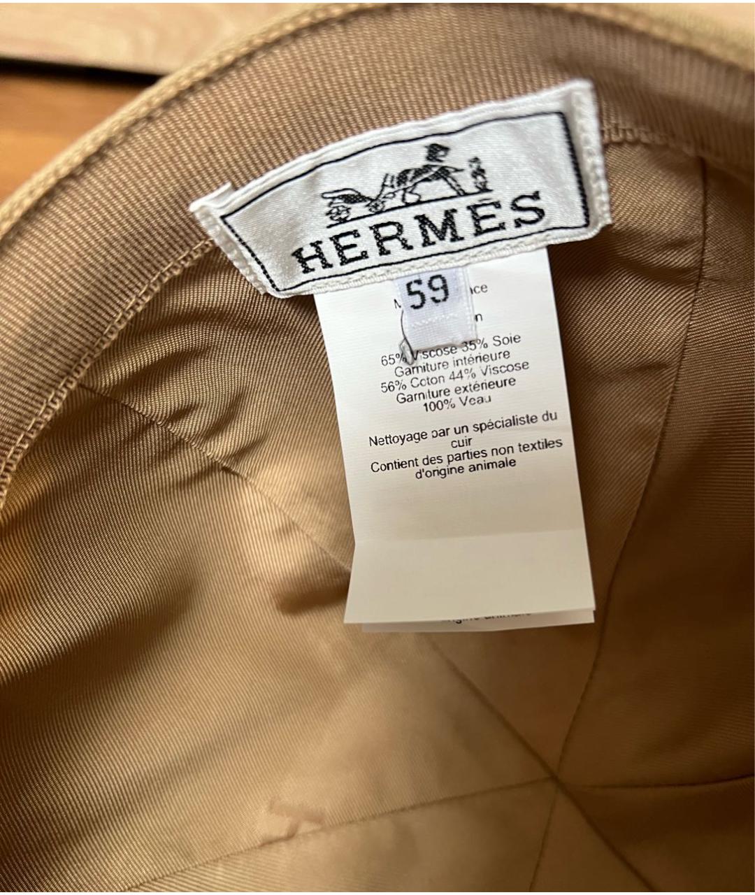 HERMES Бежевая хлопковая кепка, фото 8