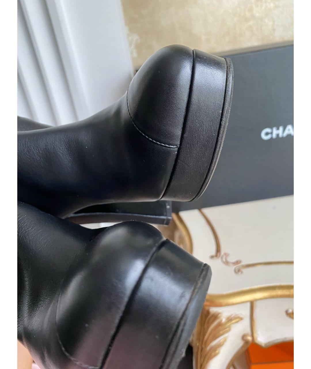 CHANEL Черные кожаные сапоги, фото 7