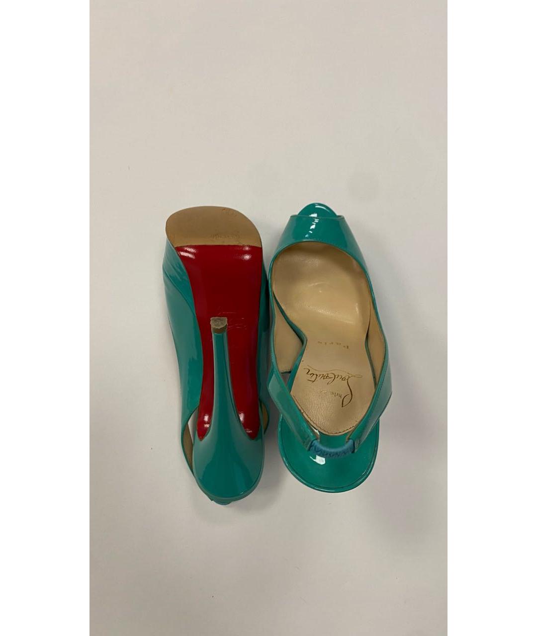 CHRISTIAN LOUBOUTIN Бирюзовые босоножки из лакированной кожи, фото 5