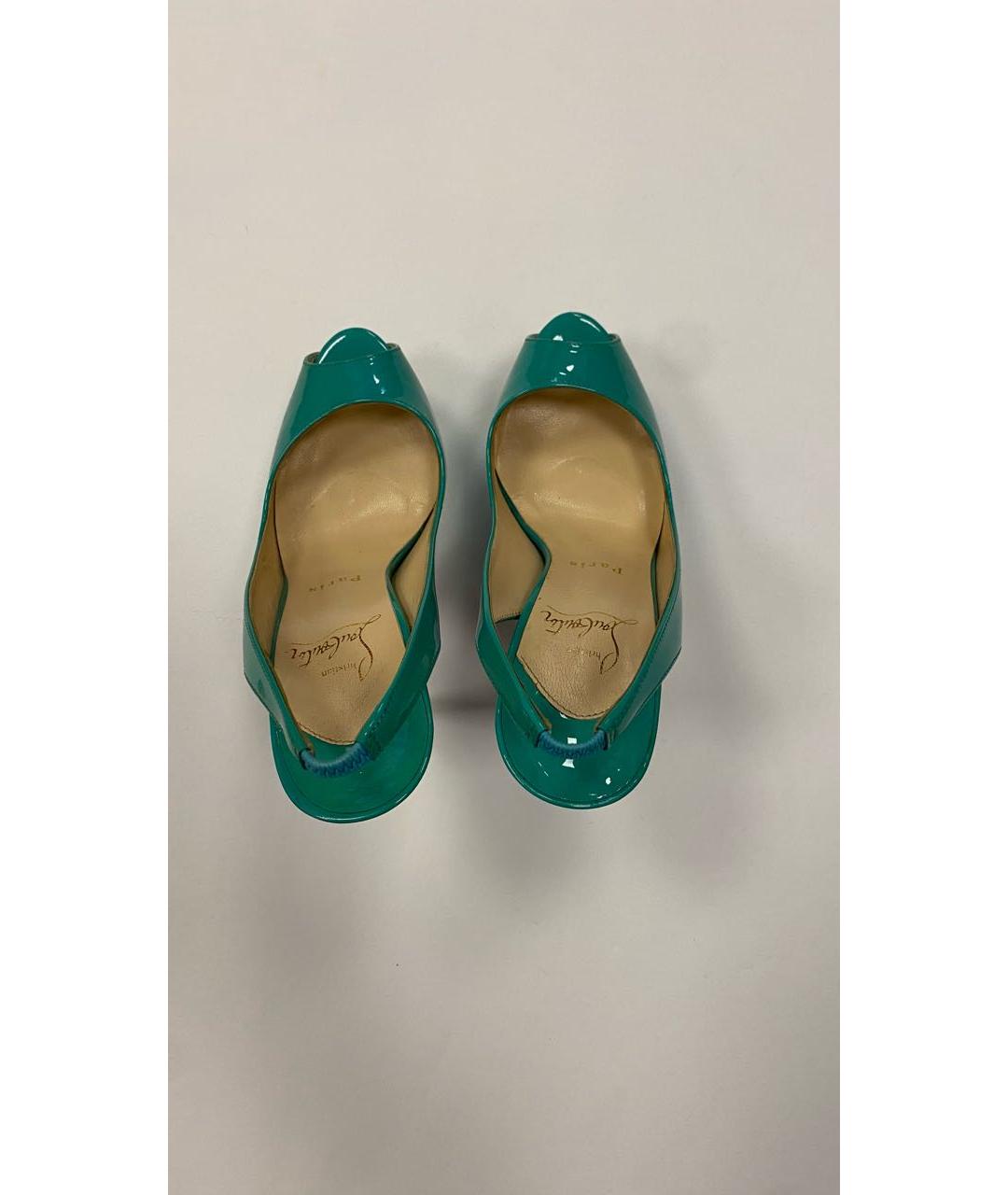 CHRISTIAN LOUBOUTIN Бирюзовые босоножки из лакированной кожи, фото 3