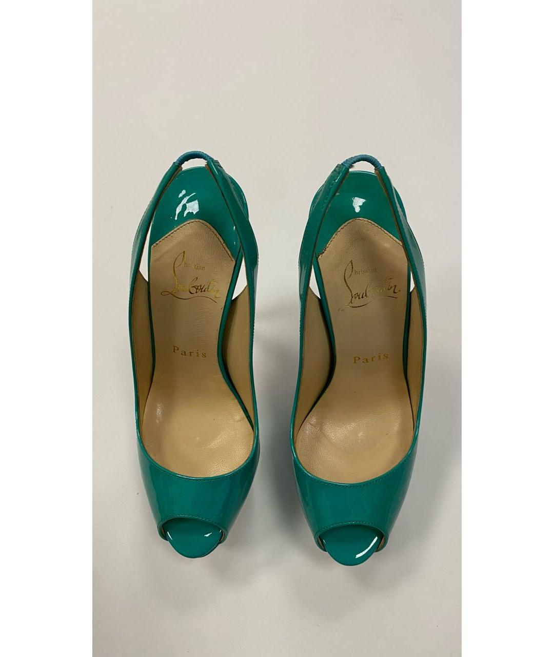 CHRISTIAN LOUBOUTIN Бирюзовые босоножки из лакированной кожи, фото 2