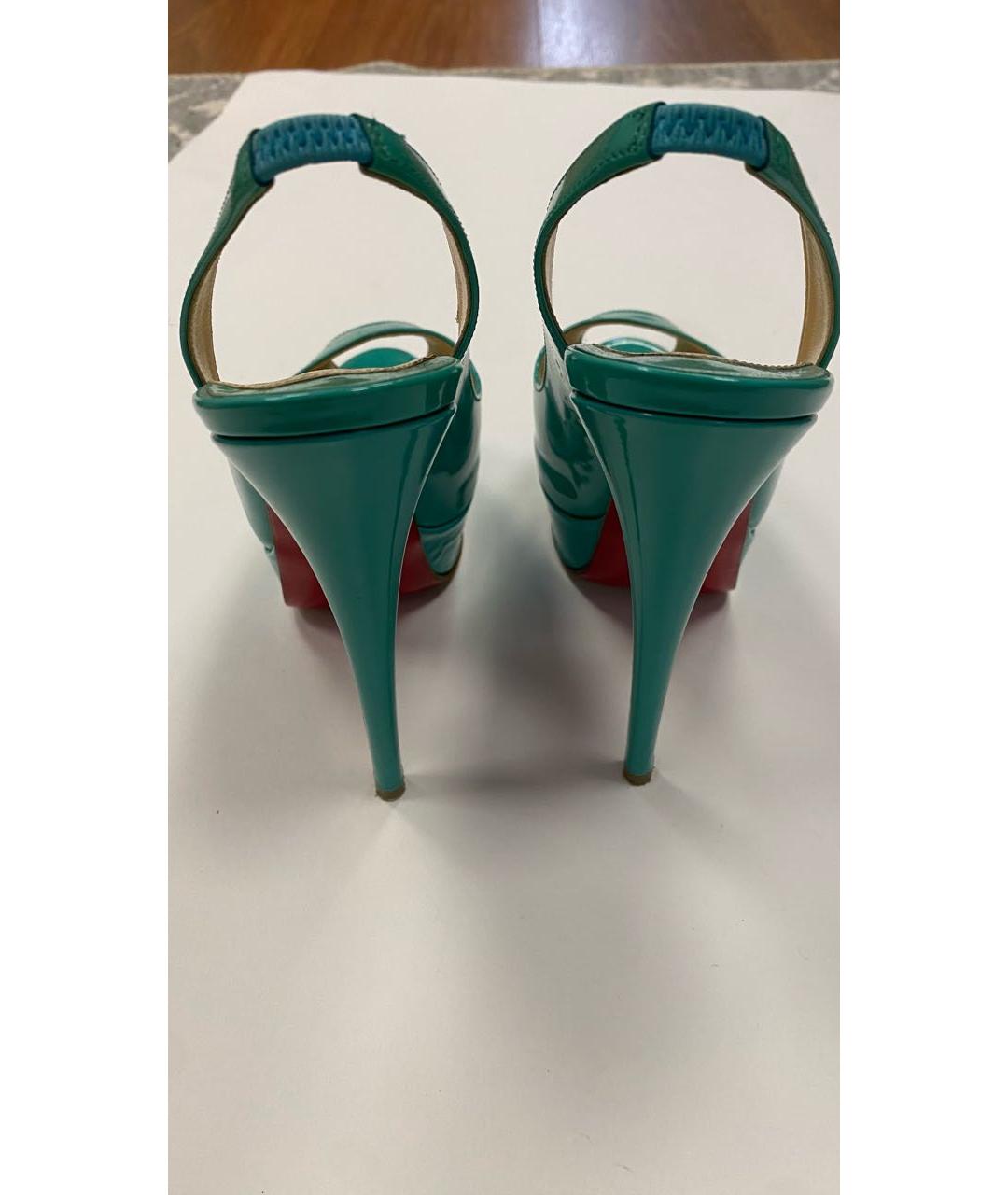 CHRISTIAN LOUBOUTIN Бирюзовые босоножки из лакированной кожи, фото 4