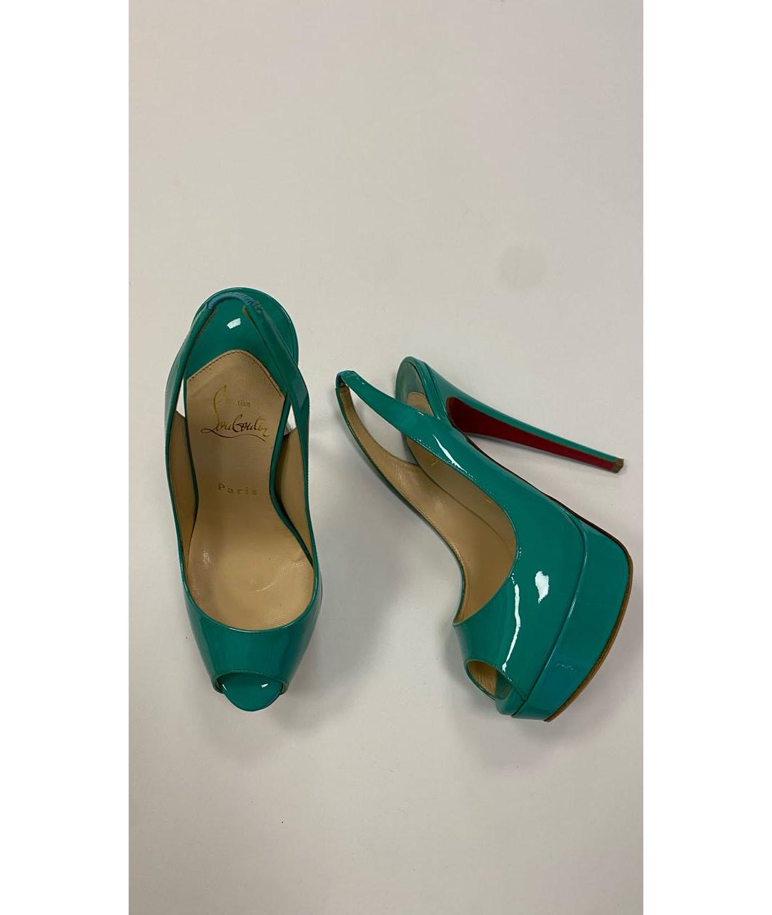 CHRISTIAN LOUBOUTIN Бирюзовые босоножки из лакированной кожи, фото 6