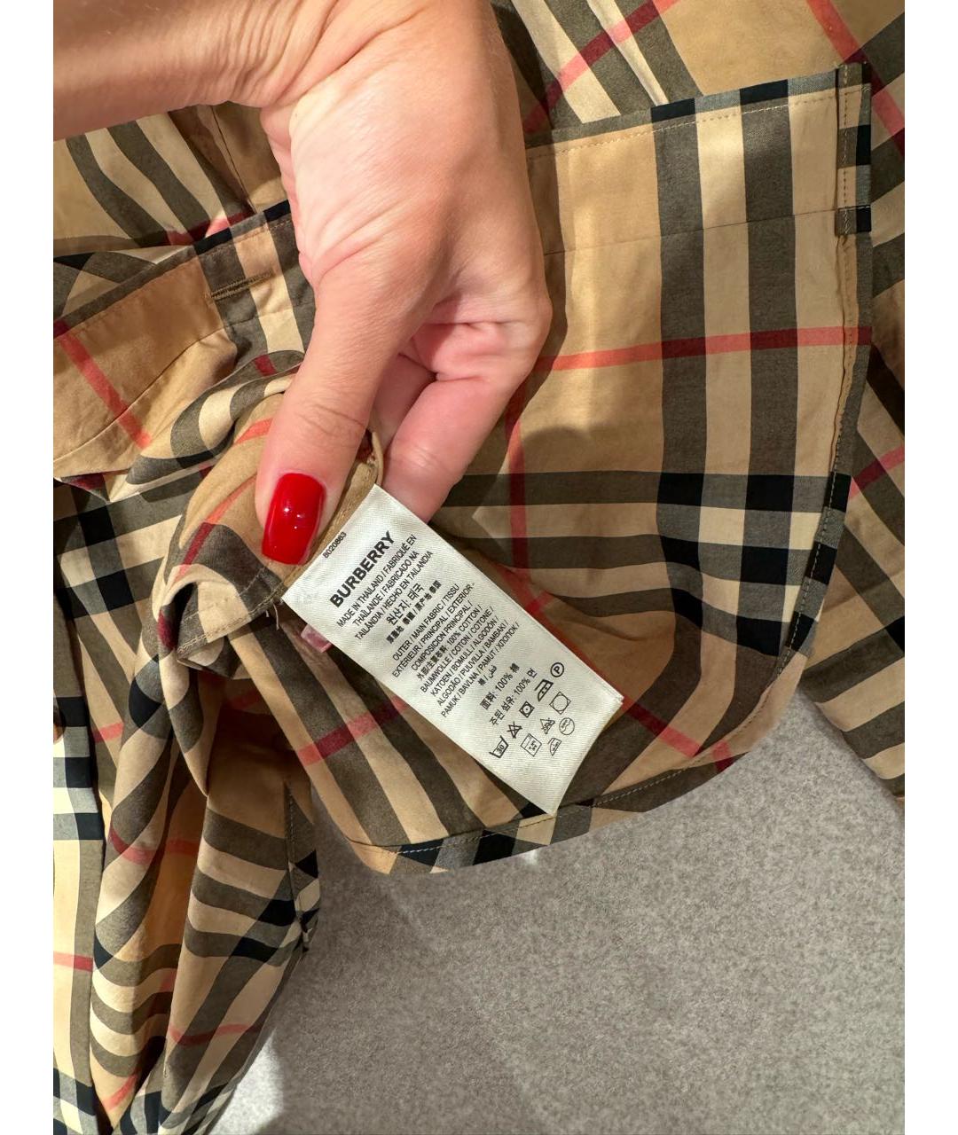 BURBERRY Коричневая хлопковая рубашка, фото 4