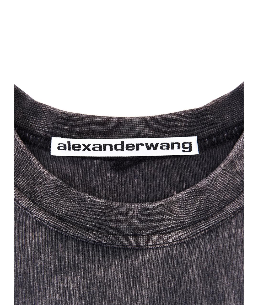 ALEXANDER WANG Серая хлопковая футболка, фото 4