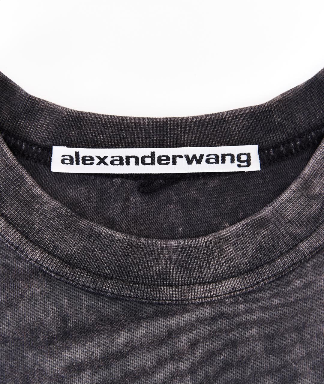 ALEXANDER WANG Серая хлопковая футболка, фото 4