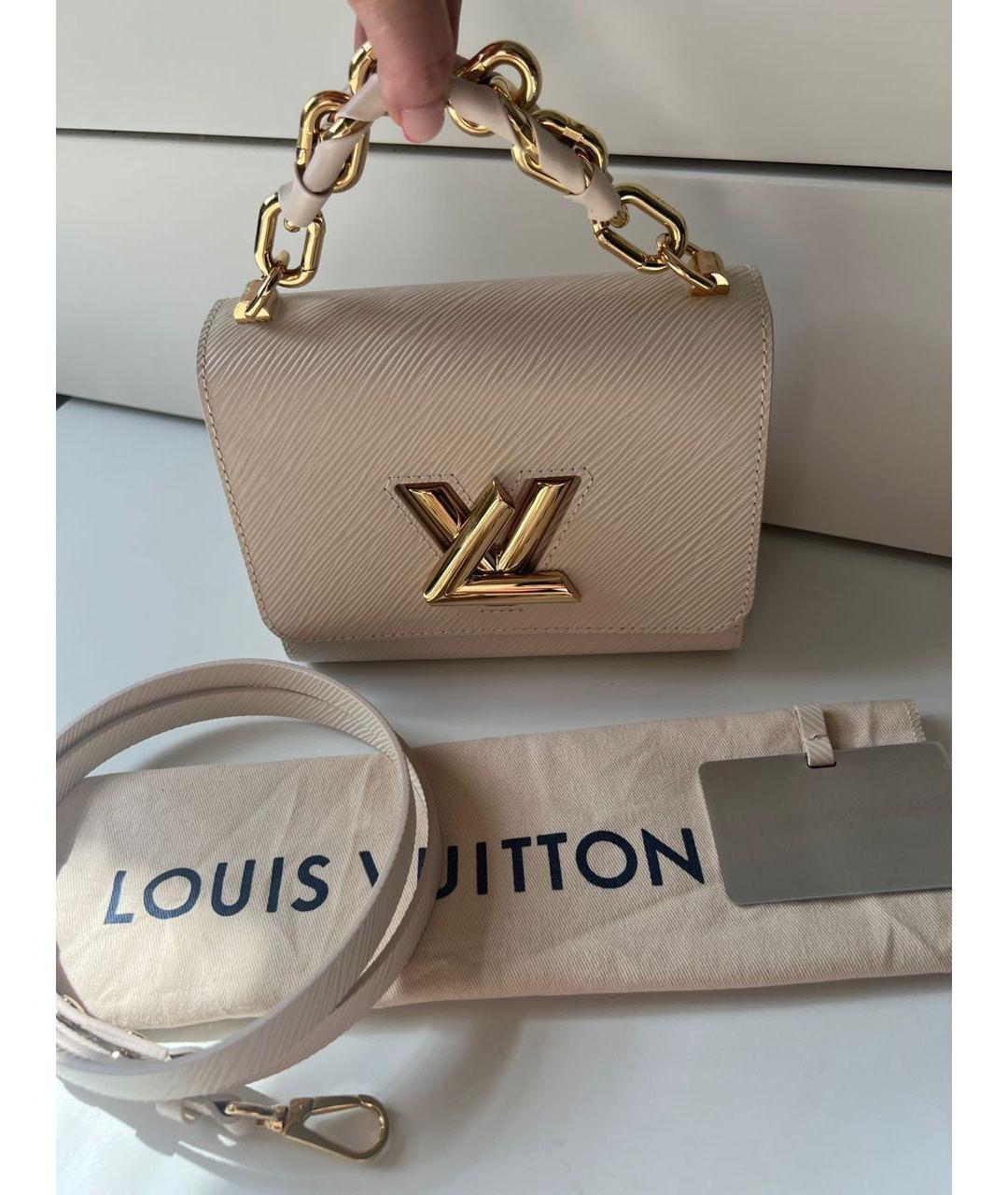 LOUIS VUITTON Бежевая кожаная сумка через плечо, фото 9