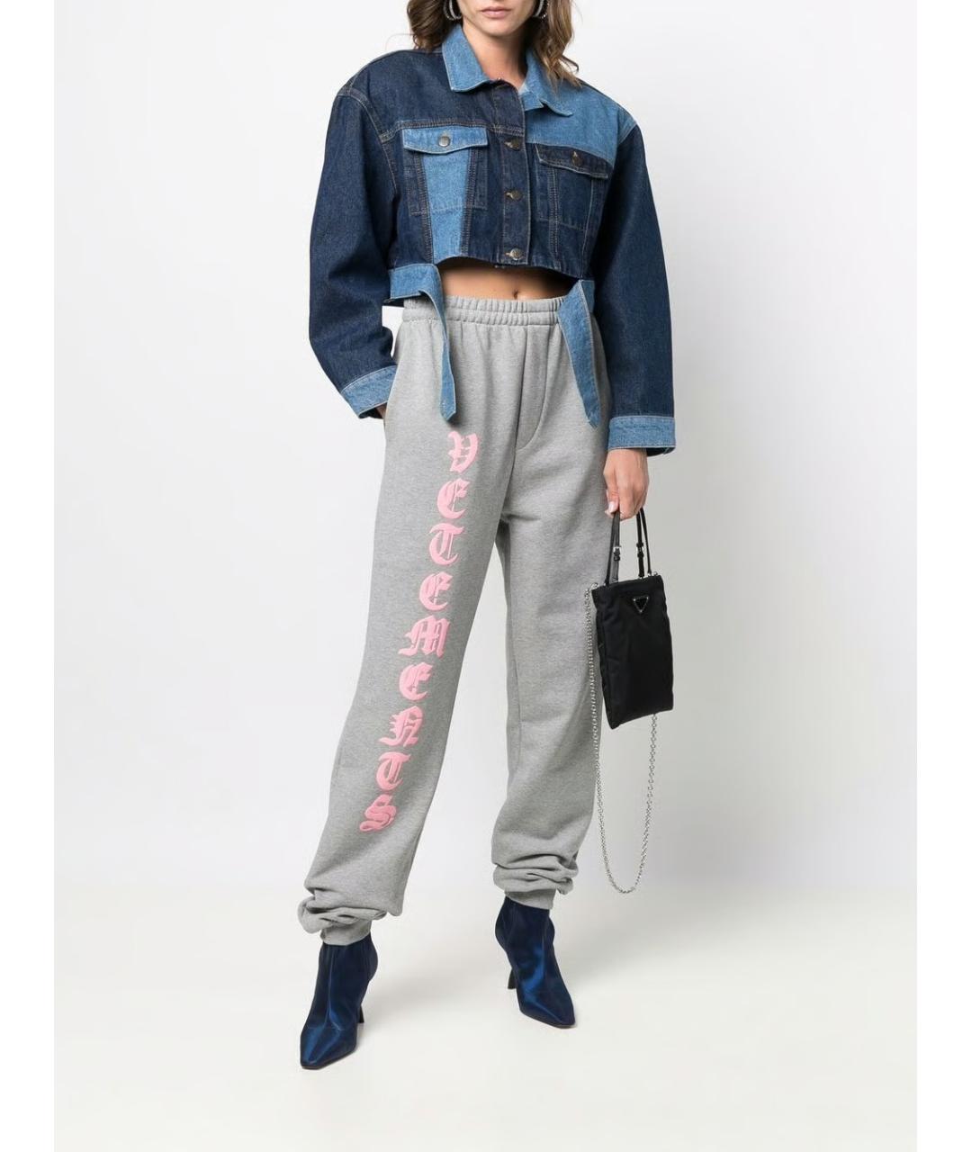 VETEMENTS Серые хлопко-эластановые повседневные брюки, фото 9