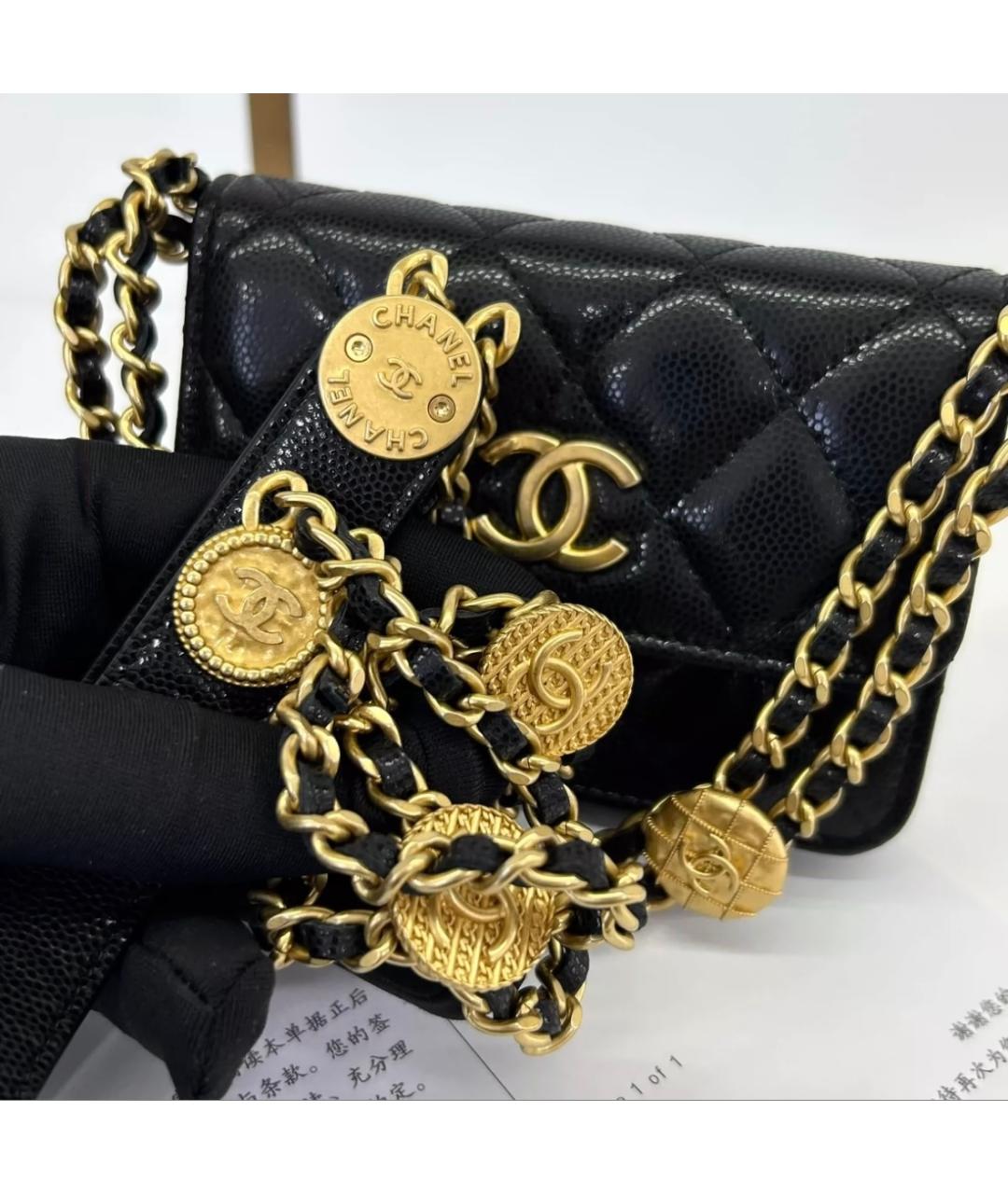 CHANEL Черная кожаная сумка через плечо, фото 6