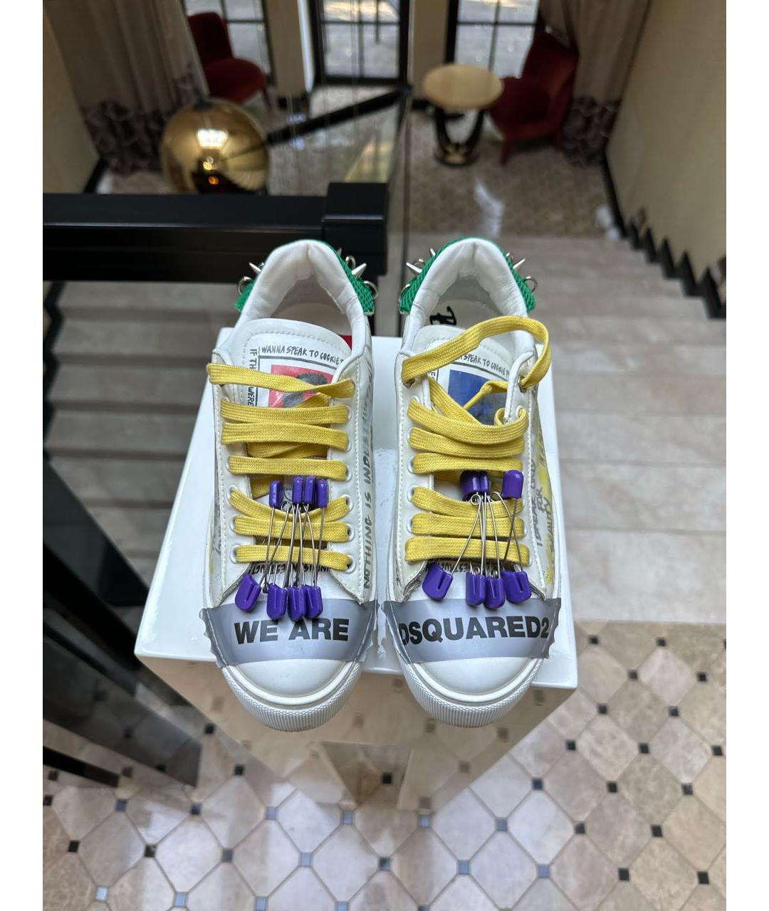 DSQUARED2 Белые кожаные кеды, фото 2