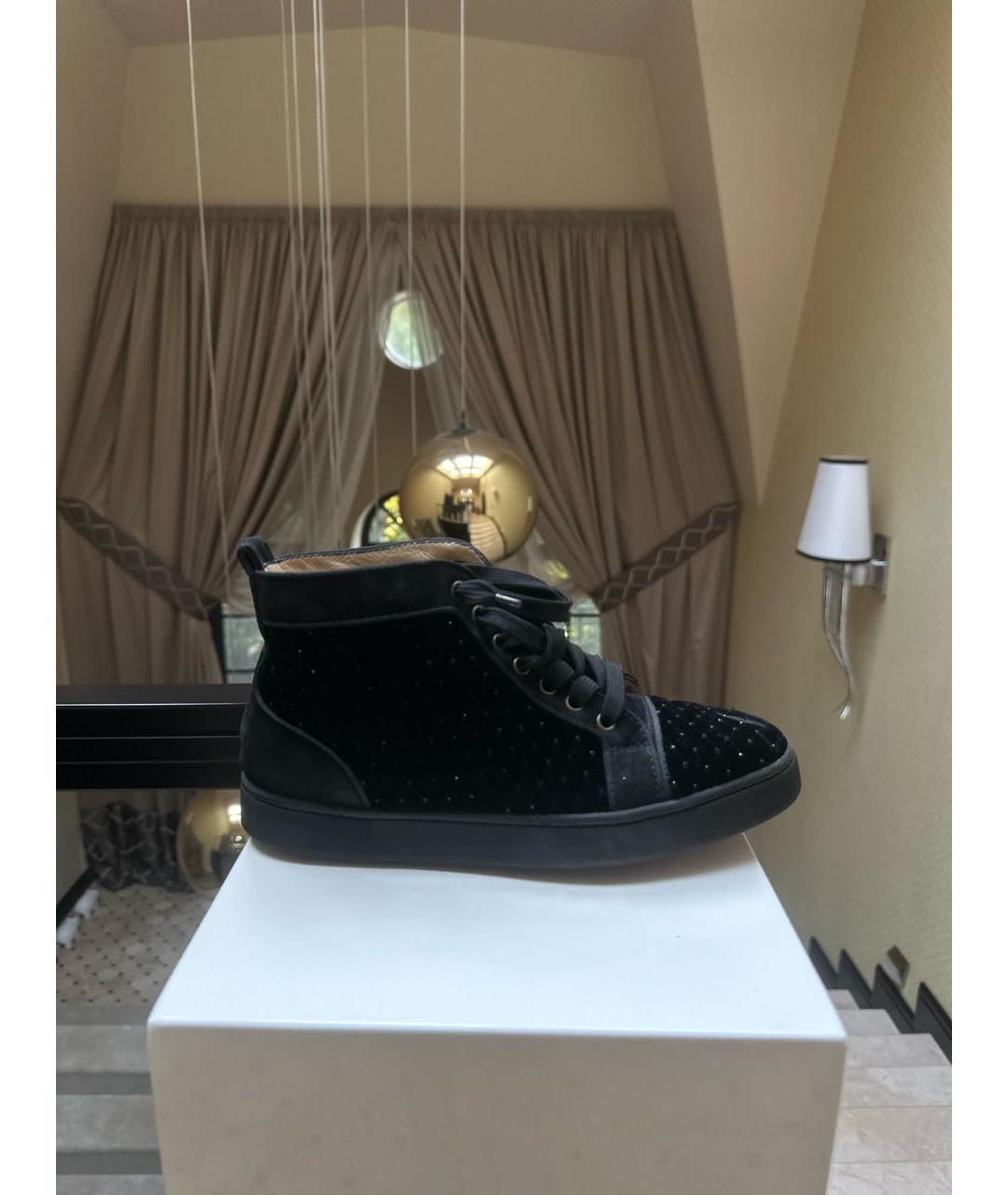 CHRISTIAN LOUBOUTIN Черные бархатные кеды, фото 5
