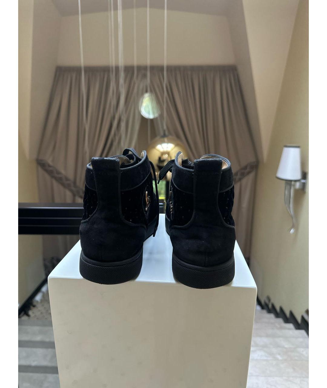 CHRISTIAN LOUBOUTIN Черные бархатные кеды, фото 4