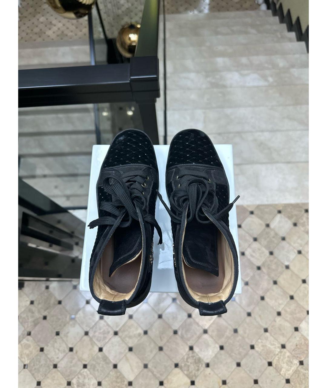 CHRISTIAN LOUBOUTIN Черные бархатные кеды, фото 3