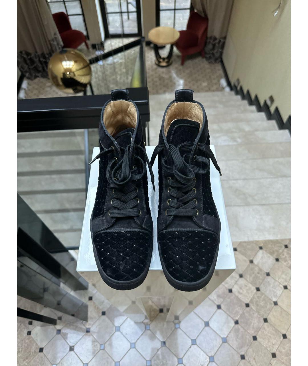 CHRISTIAN LOUBOUTIN Черные бархатные кеды, фото 2