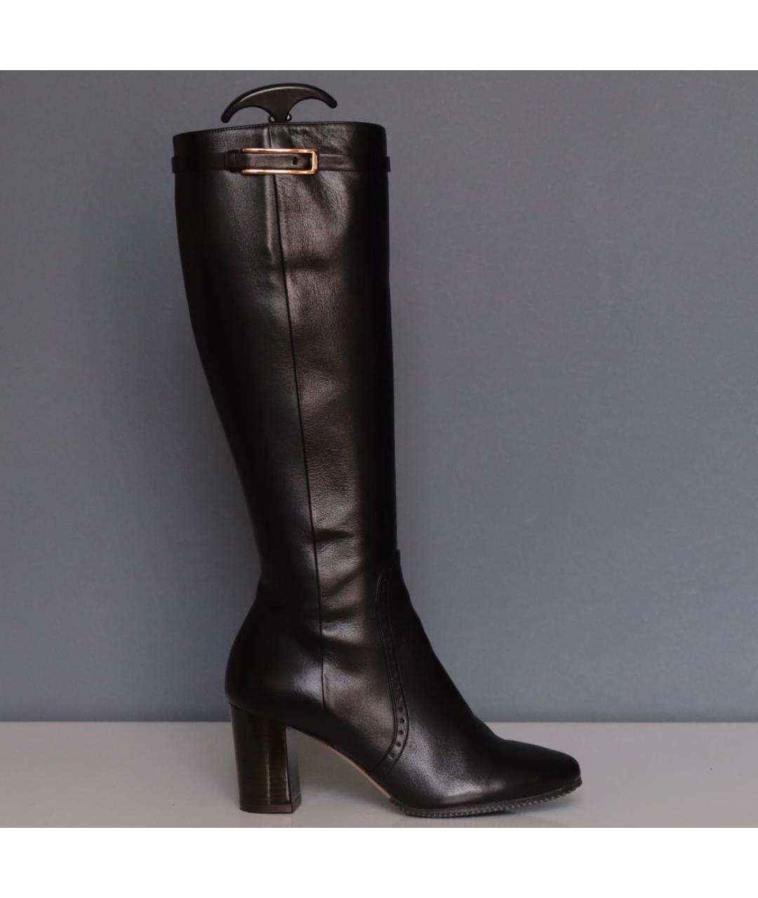 FERRAGAMO Черные кожаные сапоги, фото 9