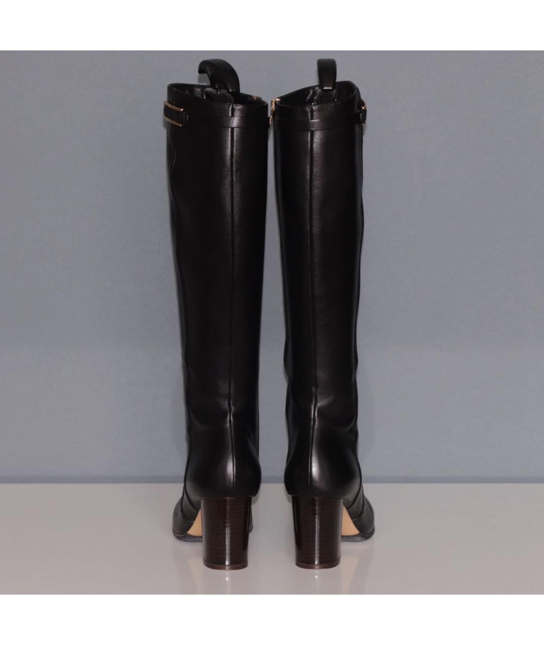 FERRAGAMO Черные кожаные сапоги, фото 4