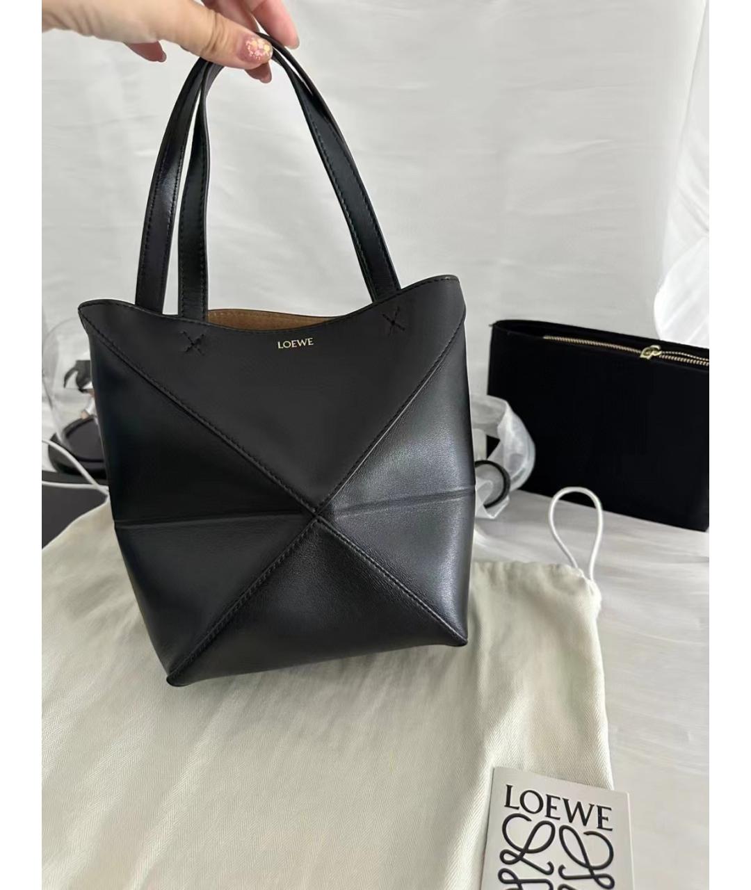 LOEWE Черная кожаная сумка тоут, фото 4